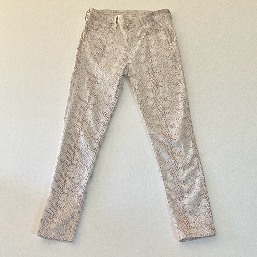 AG Adriano Goldschmied 26 Prima Ankle Snakeskin Print Skinny Stretch Jeans